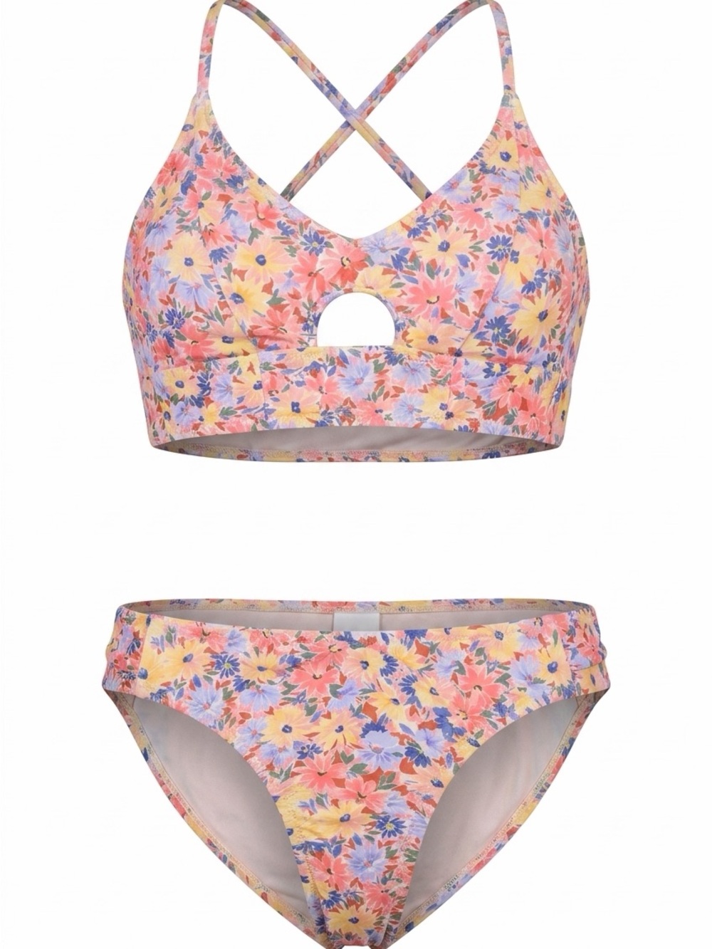 Jessica Simpson Women’s Small Swimwear 2Pc Bikini Set Multi Floral Bralette $112